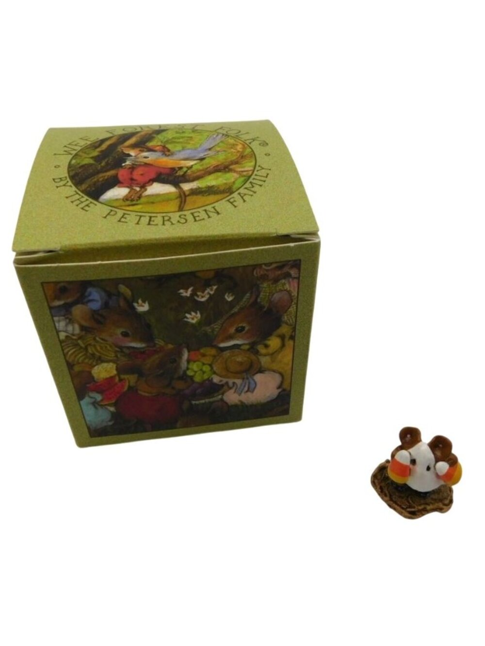Wee Forest Folk Ghost Mouse Figurine Candy Corn Kid 2003 Annette Petersen Boxed